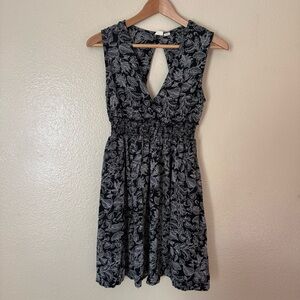 Roxy Black Floral Keyhole Mini Dress